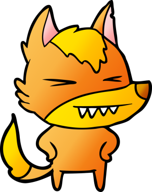 Bir insan tarafından çizilmiş tilki çizgi film karakteri