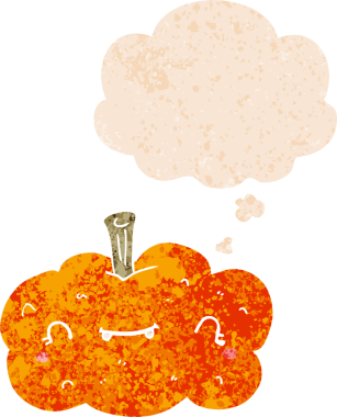 Düşünce balkabağı ve grunge dertli retro dokuma tarzı bir insan tarafından çizilmiş