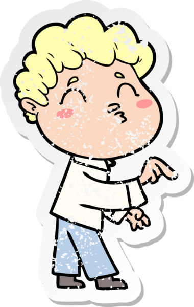 Bir insan tarafından çizilmiş karikatür adamın sıkıntılı çıkartması.