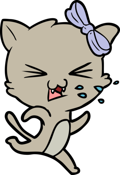 Bir insan tarafından çizilmiş çizgi film kedisi.