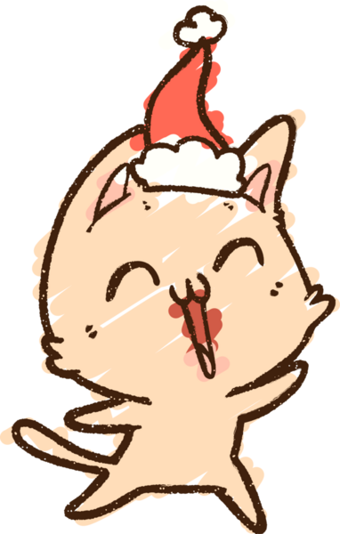 Bir insan tarafından çizilen Noel Kedisi Tebeşiri