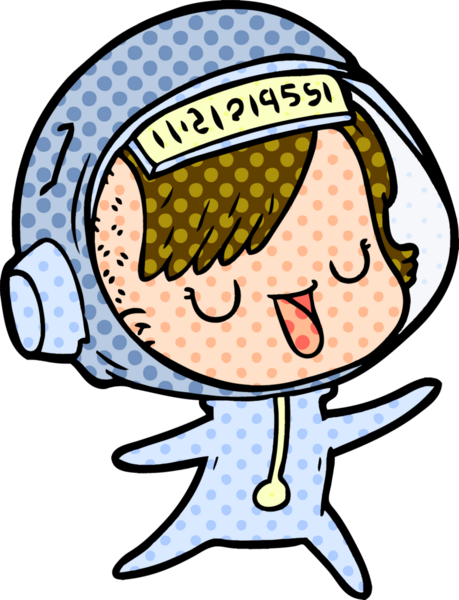 Bir insan tarafından çizilmiş astronot kadın.