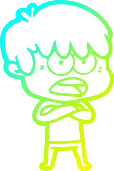 Bir insan tarafından çizilmiş endişeli çizgi film çocuğunun soğuk gradyan çizgisi.