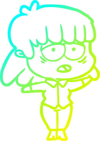 Bir insan tarafından çizilmiş, karikatür çizen yorgun bir kadın.