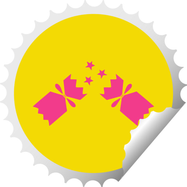 Bir insan tarafından çizilmiş bir Noel krakerinin dairesel kabuk soyucu karikatürü.