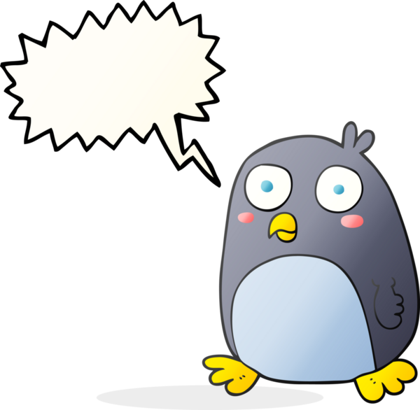 Bir insan tarafından çizilmiş serbest konuşma balonu karikatürü pengueni