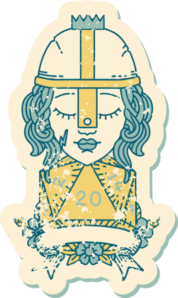 Retro Dövme Tarzı İnsan Savaşçısı Doğal 20 rulo ile Bir insan tarafından çizilmiş