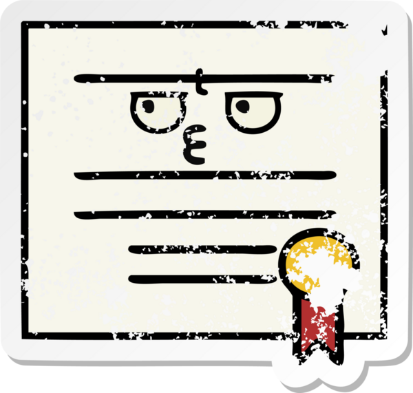 Bir insan tarafından çizilmiş şirin bir karikatür mezuniyet diplomasının sıkıntılı çıkartması.