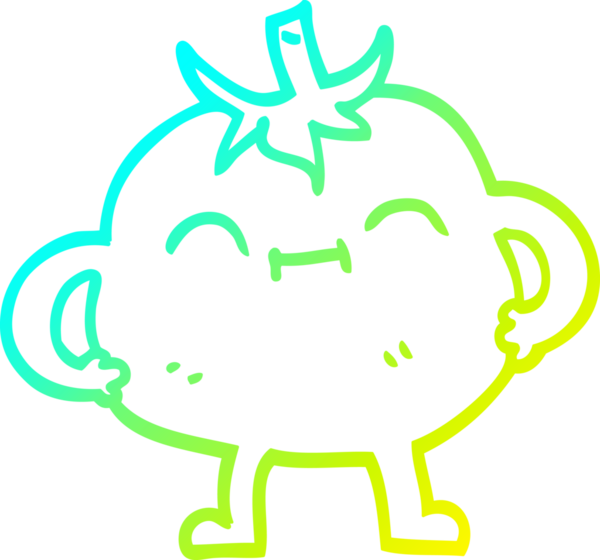 Bir insan tarafından çizilmiş mutlu domates çizgi çizimi.