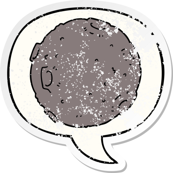 Konuşma baloncuğu olan karikatür ayı bir insan tarafından çizilmiş sıkıntılı eski bir çıkartma.