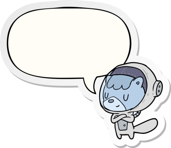 Bir insan tarafından çizilmiş baloncuk çıkartmalı çizgi film kedisi astronot hayvanları