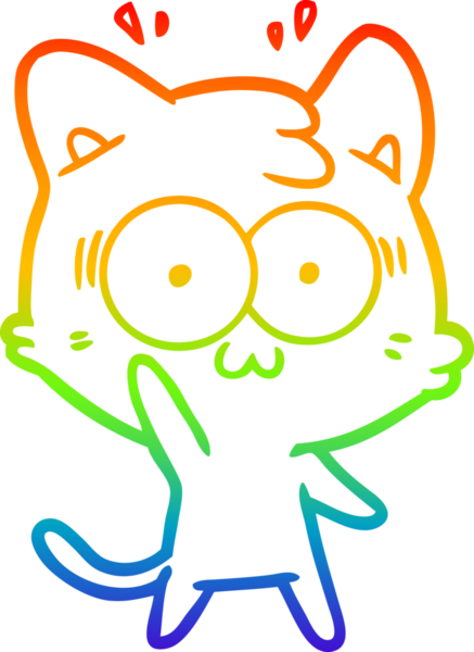 gökkuşağı gradyan çizgi çizimi bir insan tarafından çizilmiş sürpriz bir kedi