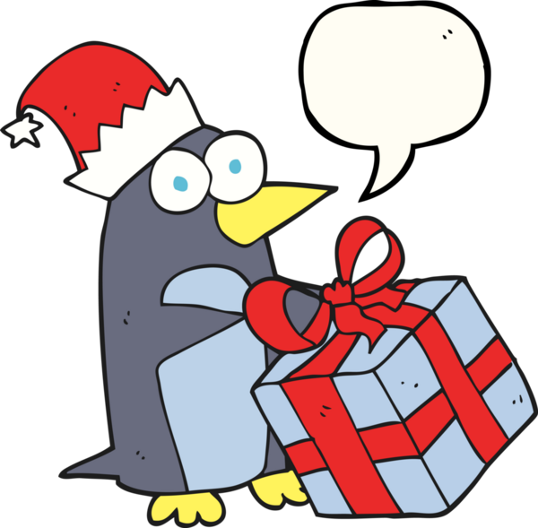 Bir insan tarafından çizilmiş serbest konuşma balonu karikatürü Noel pengueni