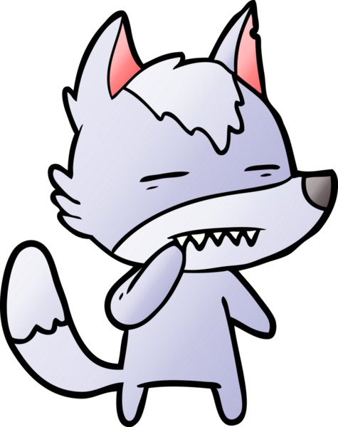 Bir insan tarafından çizilmiş dişleri olan kararsız bir kurt.