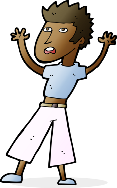 Bir insan tarafından çizilen panikleyen karikatür adamı.