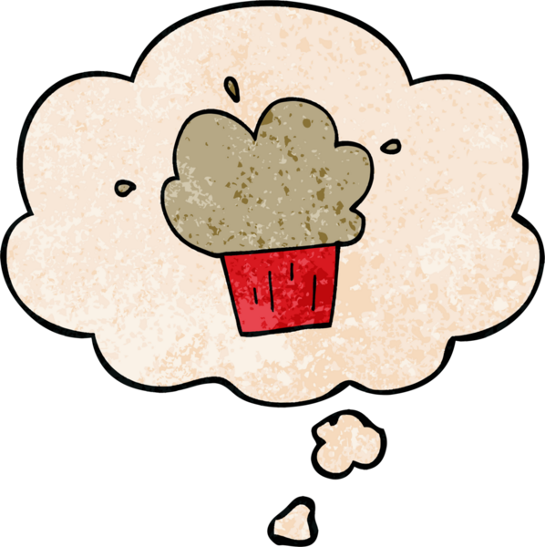 Bir insan tarafından çizilmiş grunge desenli düşünce baloncuklu çizgi film keki.