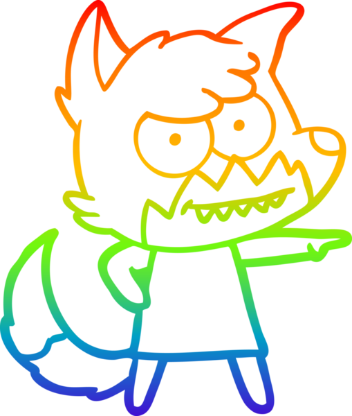 Bir insan tarafından çizilmiş sırıtan tilki çizgi çizimi.