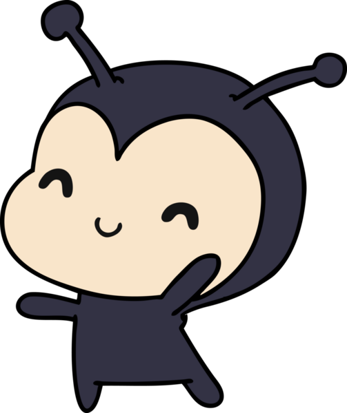 Bir insan tarafından çizilmiş sevimli bir dişi böceğin çizimi.