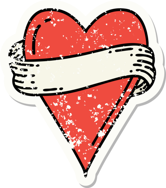 Bir insan tarafından çizilmiş geleneksel bir kalp ve bayrak stili dövmesi.