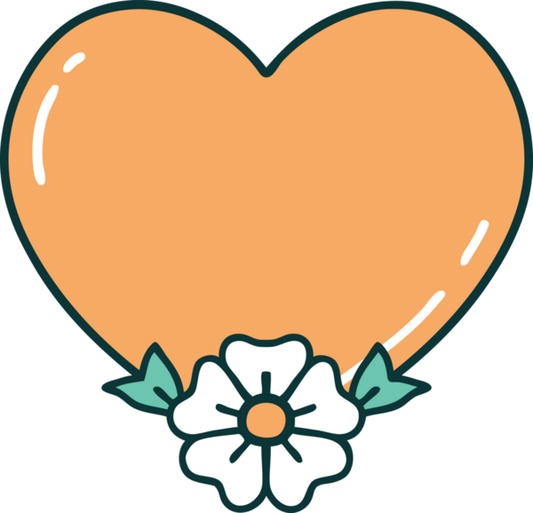 Bir insan tarafından çizilmiş kalp ve çiçeğin ikonik dövme şekli