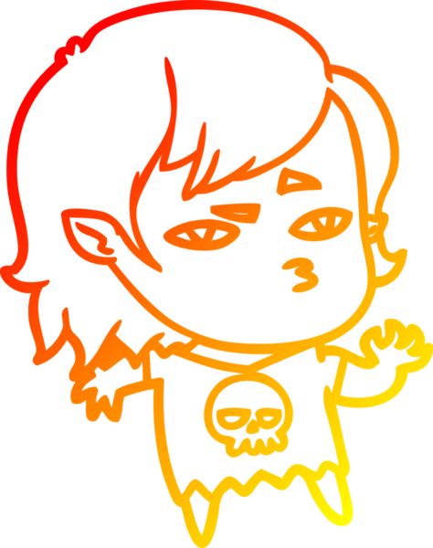 Bir insan tarafından çizilmiş bir vampir kız çizgi çizimi.