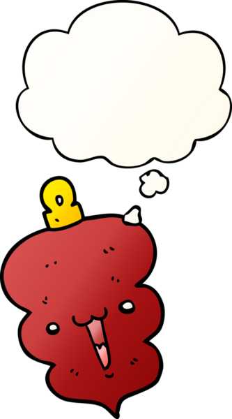 Karikatür noel süslemesi. Düşünce baloncuğuyla bir insan tarafından çizilmiş.