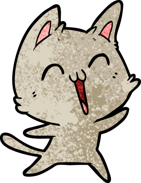 Bir insan tarafından çizilmiş mutlu çizgi film kedisi.