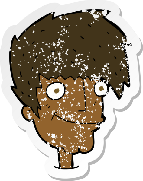 Bir insan tarafından çizilmiş gülümseyen bir karikatür çıkartması.