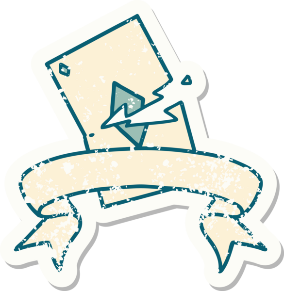 Bir insan tarafından çizilmiş yırtık bir kartın pankartı olan eski bir etiket.