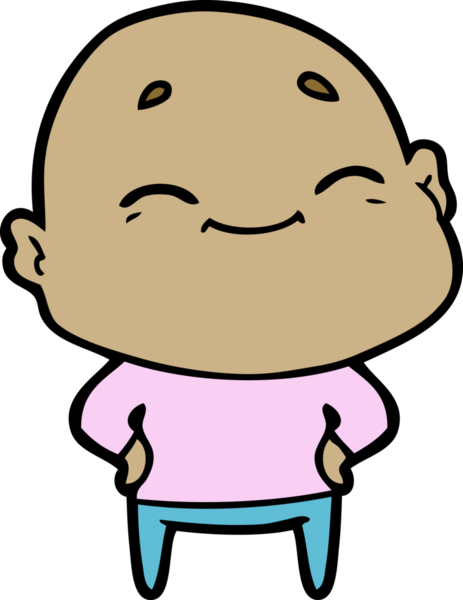 Bir insan tarafından çizilmiş mutlu kel adam çizgi filmi.