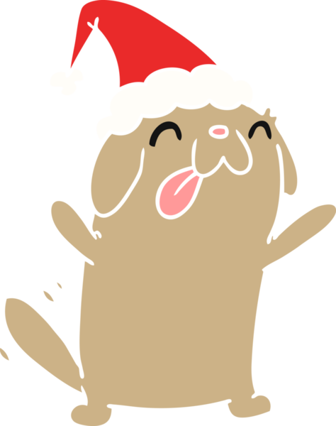 Bir insan tarafından çizilmiş kawaii köpeğinin Noel karikatürü.