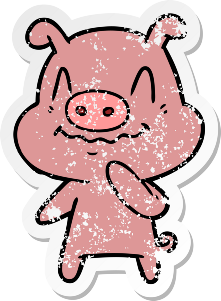Bir insan tarafından çizilmiş sinirli bir domuzun sıkıntılı çıkartması.