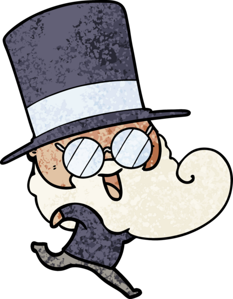 Bir insan tarafından çizilmiş mutlu sakallı adam.