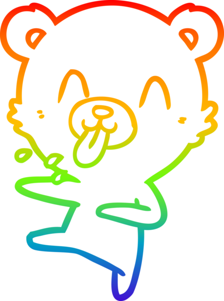 Gökkuşağı gradyan çizimi, dans eden kaba bir karikatür kutup ayısının bir insan tarafından çizilmiş dili.