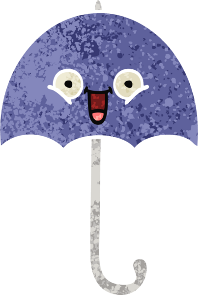 Bir insan tarafından çizilmiş bir şemsiyenin retro çizim tarzı karikatürü