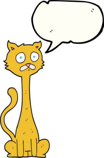 Bir insan tarafından çizilmiş serbest konuşma balonu çizgi film kedisi