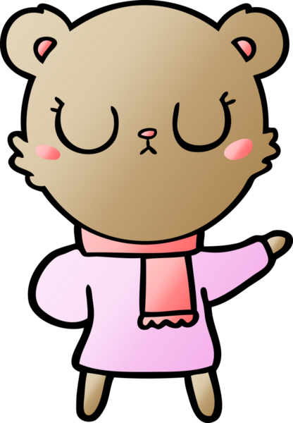 Bir insan tarafından çizilmiş eşarp takan barışçıl çizgi film ayısı