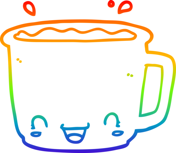 gökkuşağı gradyan çizgisi bir insan tarafından çizilmiş bir kahve fincanı