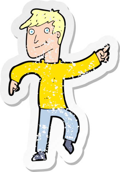 Bir insan tarafından çizilmiş mutlu bir adamın çizdiği karikatür yapıştırması.