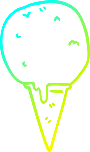 Bir insan tarafından çizilmiş dondurma külahının soğuk gradyan çizimi.