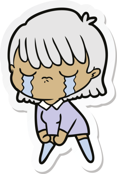 Bir insan tarafından çizilmiş, ağlayan bir karikatür kadının çıkartması.