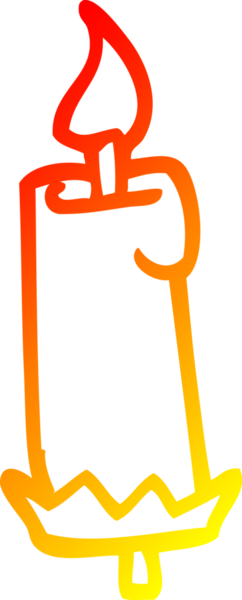 Bir insan tarafından çizilmiş karikatür yanan bir mumun sıcak çizgi çizimi