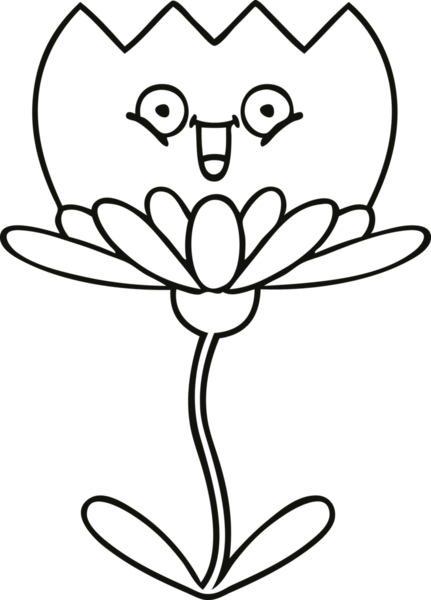 Bir insan tarafından çizilmiş bir çiçeğin çizgi çizimi