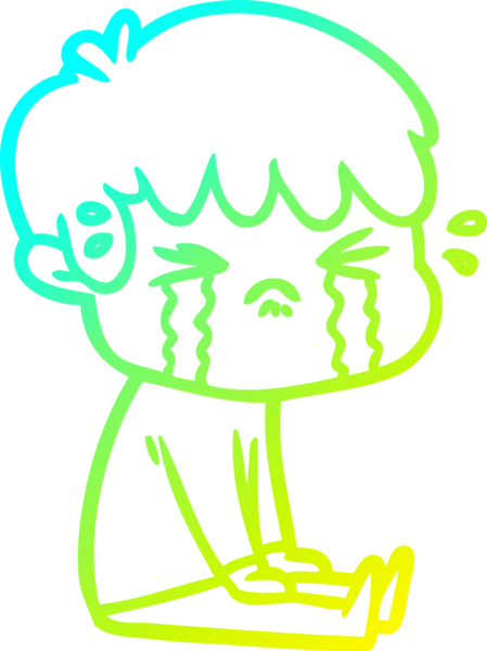 Bir insan tarafından çizilmiş ağlayan çizgi film çocuğu çizimi.