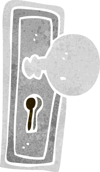 Bir insan tarafından çizilmiş karikatür kapı kolu.