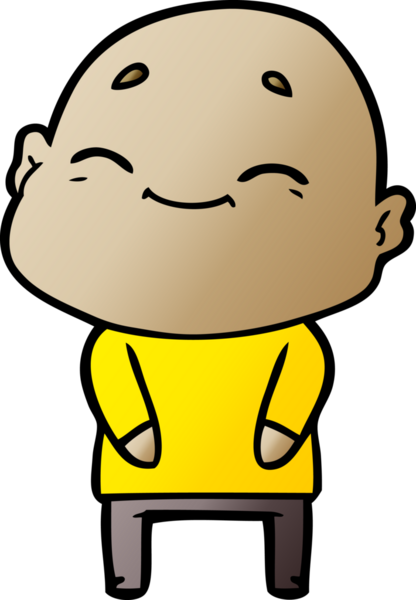 Bir insan tarafından çizilmiş mutlu, kel adam.