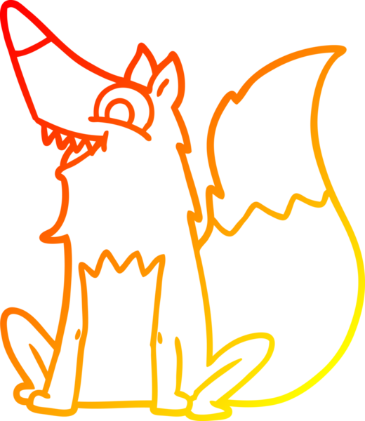 Bir insan tarafından çizilmiş mutlu tilki çizgi çizimi.