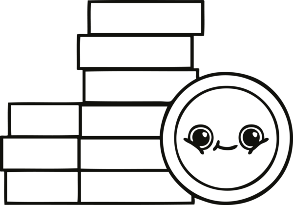 Bir insan tarafından çizilmiş bozuk paraların çizgi çizimi