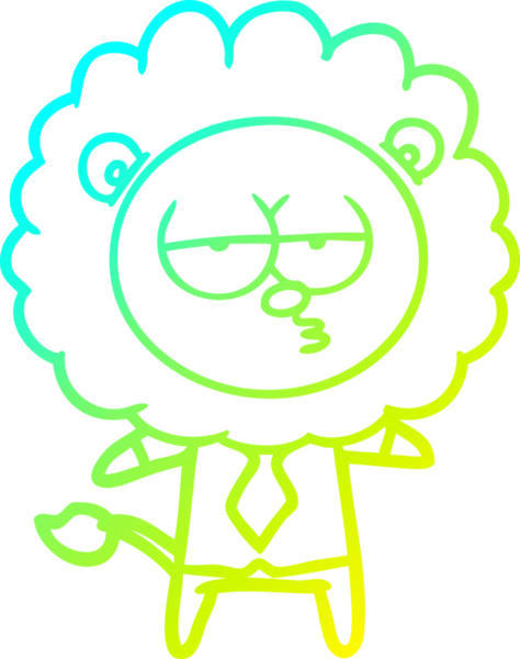 Bir çizgi film karakteri, bir insan tarafından çizilmiş sıkılmış bir aslan ofis çalışanı.