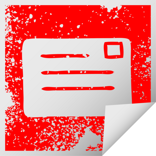 Üzüntülü kare soyma etiketi bir insan tarafından çizilmiş bir mektubun sembolü